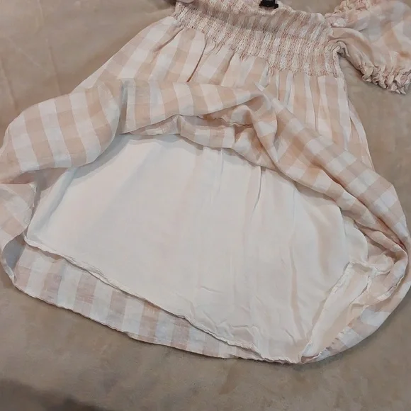 House of Harlow 1960 gingham smocked babydoll mini dress Size L - Picture 11 of 13